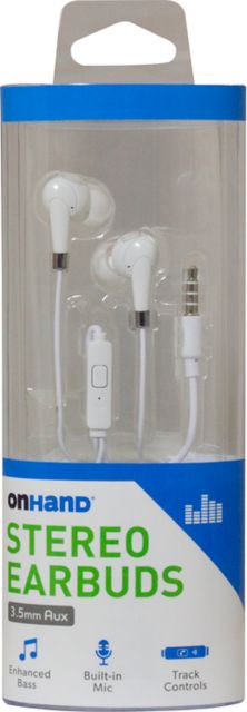 OnHand Stereo Earbuds, White